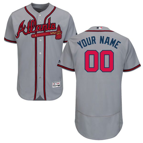 Men Atlanta Braves Majestic Road Gray Flex Base Authentic Collection Custom MLB Jersey->customized mlb jersey->Custom Jersey